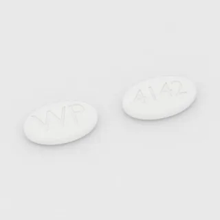 Carvedilol 25 mg tablet: white, oval, 14 mm, imprinted WP on one side and 4142 on the other.
