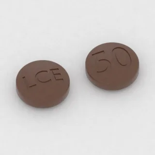 Carbidopa and levodopa 12.5 mg / 50 mg / 200 mg tablet: brown, round, 11 mm, imprinted LCE on one side and 50 on the other.