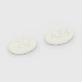 Atorvastatin 20 mg tablet: white, oval, 12 mm, imprinted 20 on one side and A54 on the other.