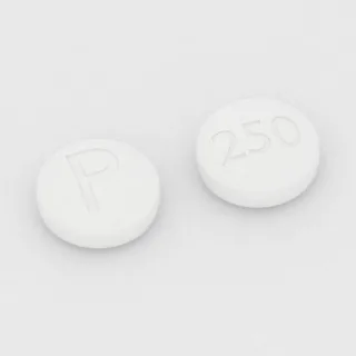Ciprofloxacin 250 mg tablet: white, round, 11 mm, imprinted P on one side and 250 on the other.