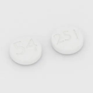 Acarbose 100 mg tablet: white, round, 9 mm, imprinted 54 on one side and 251 on the other.