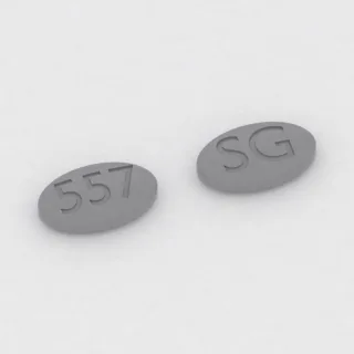 Brivaracetam 25 mg tablet: gray, oval, 9 mm, imprinted 557 on one side and SG on the other.