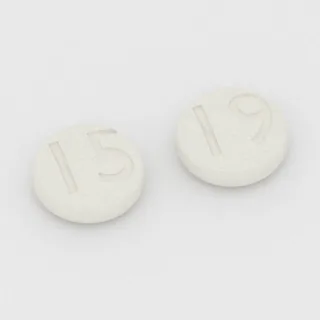 Aripiprazole 15 mg tablet: white, round, 8 mm, imprinted 15 on one side and 19 on the other.