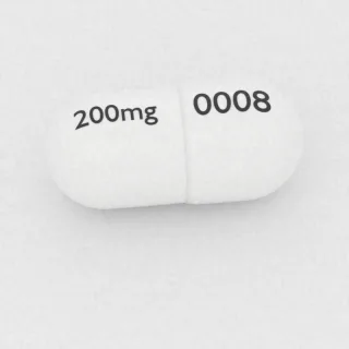Celecoxib 200 mg capsule: white, 18 mm, imprinted 0008 on one side and 200mg on the other.