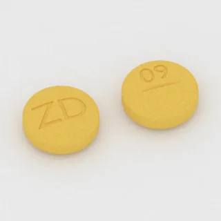 Azathioprine 100 mg tablet: yellow, round, 10 mm, scored, imprinted ZD on one side and 09 on the other.