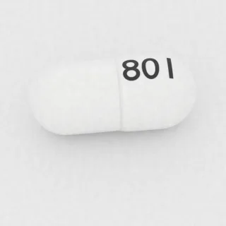 كبسولة سيفالكسين 250 mg: أبيض، 22 مم، النقش 801.