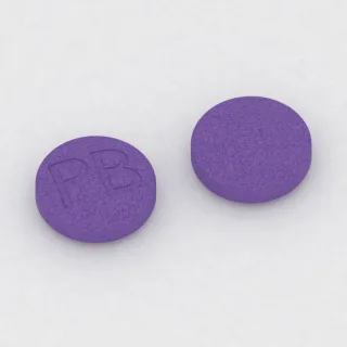Bizmut subsalisilat 262 mg tablet: mor, yuvarlak, 18 mm, üzerinde PB baskısı var.