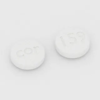 Cilostazol 100 mg tablet: white, round, 10 mm, imprinted cor on one side and 159 on the other.