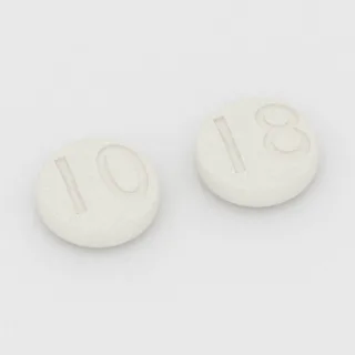Aripiprazole 10 mg tablet: white, round, 7 mm, imprinted 10 on one side and 18 on the other.