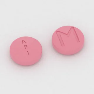 Atovaquone and proguanil 62.5 mg / 25 mg tablet: pink, round, 7 mm, imprinted A P 1 M.