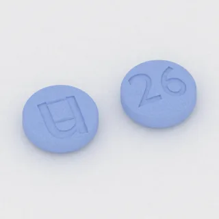 Amphetamine and dextroamphetamine 1.875 mg / 1.875 mg / 1.875 mg / 1.875 mg tablet: blue, round, 8 mm, imprinted u on one side and 26 on the other.