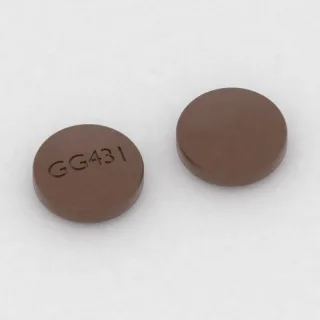 Amitriptilin 50 mg tablet: kahverengi, yuvarlak, 8 mm, üzerinde GG431 baskısı var.