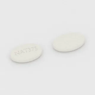 Armodafinil 200 mg tablet: white, oval, 14 mm, imprinted NAT375.