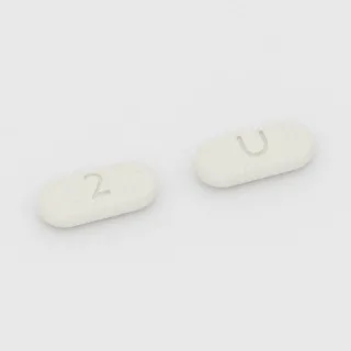 Amlodipine 5 mg tablet: white, capsule-shaped, 7 mm, imprinted 2 on one side and U on the other.