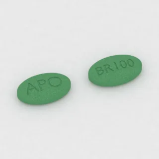 Brivaracetam 100 mg tablet: green, oval, 15 mm, imprinted APO on one side and BR100 on the other.