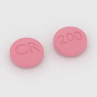 Carbamazepine 200 mg tablet: pink, round, 10 mm, imprinted CR on one side and 200 on the other.