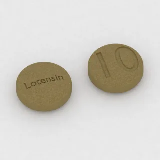बेनाज़ेप्रिल 10 mg टैबलेट: पीला, गोल, 8 mm, एक तरफ़ इम्प्रिंट Lotensin और दूसरी तरफ़ 10।