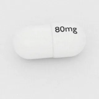 كبسولة أبريبيتانت 80 mg: أبيض، 18 مم، النقش 80mg.