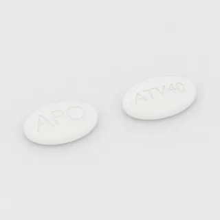 Atorvastatin 40 mg tablet: white, oval, 14 mm, imprinted APO on one side and ATV40 on the other.