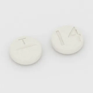 Benztropine 0.5 mg tablet: white, round, 6 mm, scored, imprinted T on one side and 14 on the other.