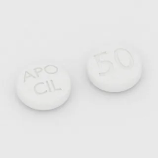 Tablet Silostazol 50 mg: putih, bulat, 7 mm, dengan kode cetak APO CIL 50.