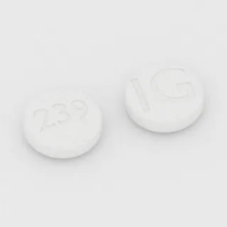 Amlodipine 10 mg tablet: white, round, 10 mm, imprinted 239 on one side and IG on the other.