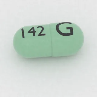 Klindamycyna 75 mg, kapsułka: zielona, 16 mm, z oznaczeniem G po jednej stronie i 142 po drugiej.