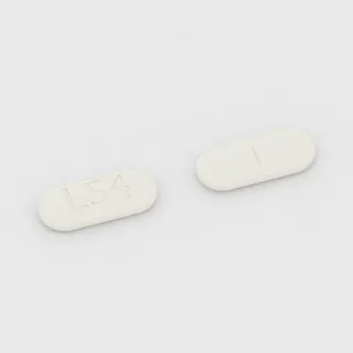 Ciprofloxacin 500 mg tablet: white, capsule-shaped, 18 mm, scored, imprinted L54.