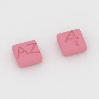 Aripiprazole 15 mg tablet: pink, square, 6 mm, imprinted AZ on one side and 4 on the other.