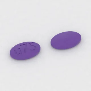 Brivaracetam 75 mg tablet: purple, oval, 13 mm, imprinted u75.