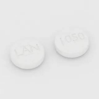 Acetazolamid 250 1 Tablette: weiß, rund, 11 mm, Prägung LAN auf der einen Seite und 1050 auf der anderen.