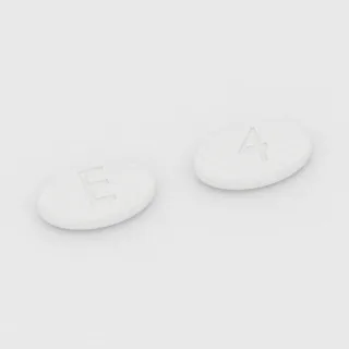 Alosetron 1 mg tablet: white, oval, 11 mm, imprinted E on one side and 4 on the other.