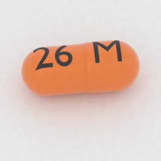 Acetazolamid 500 mg Kapsel: orange, 23 mm, Prägung M auf der einen Seite und 26 auf der anderen.