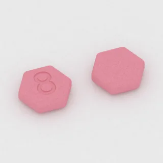 Buprenorfin ve nalokson 8 mg / 2 mg tablet: pembe, altıgen, 8 mm, üzerinde 8 baskısı var.