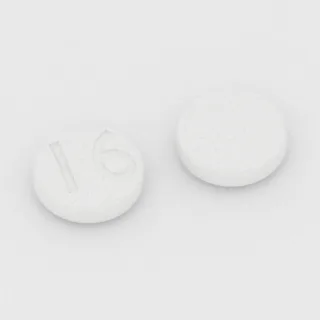 Asenapin 5 mg Tablette: weiß, rund, 8 mm, Prägung 16.