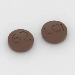 Chlorpromazine 25 mg tablet: brown, round, 9 mm, imprinted 62 on one side and LCI on the other.