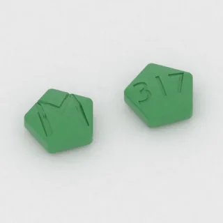 Cimetidine 300 mg tablet: green, five-sided, 10 mm, imprinted M on one side and 317 on the other.