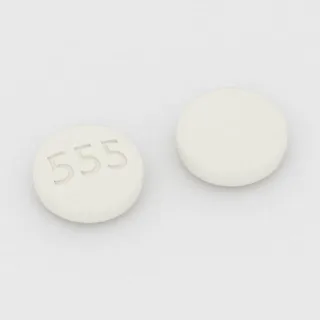 Carbamazepine 100 mg tablet: white, round, 7 mm, imprinted 555.