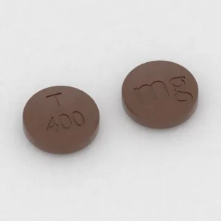 Carbamazepine 400 mg tablet: brown, round, 12 mm, imprinted T 400 mg.