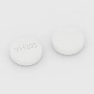 Cilostazol 50 mg tablet: white, round, 9 mm, imprinted YH205.