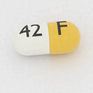 Atomoxetine 18 mg capsule: yellow and white, 14 mm, imprinted F on one side and 42 on the other.