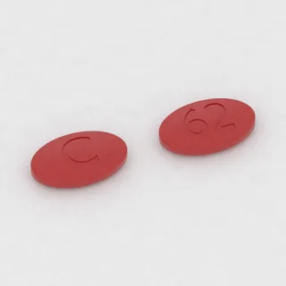 Cefpodoxim 200 mg Tablette: rot, oval, 15 mm, Prägung C auf der einen Seite und 62 auf der anderen.