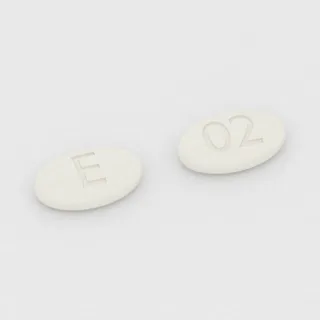 Carvedilol 6.25 mg tablet: white, oval, 8 mm, imprinted E on one side and 02 on the other.