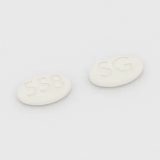 Brivaracetam 50 mg tablet: white, oval, 12 mm, imprinted 558 on one side and SG on the other.