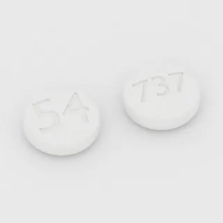 Acarbose 50 mg tablet: white, round, 7 mm, imprinted 54 on one side and 737 on the other.