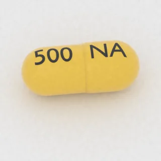 Acetazolamid 500 mg Kapsel: gelb, 23 mm, Prägung NA auf der einen Seite und 500 auf der anderen.