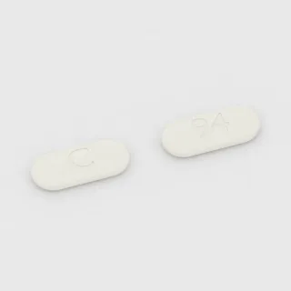 Ciprofloxacin 500 mg tablet: white, capsule-shaped, 18 mm, imprinted C on one side and 94 on the other.