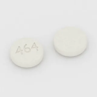 Asenapina 5 mg, tabletka: biała, okrągła, 6 mm, z oznaczeniem 464.