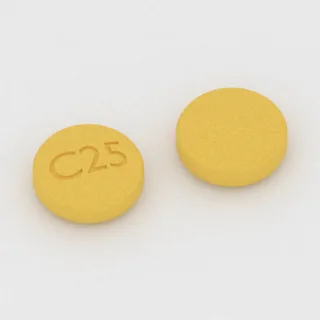 Chlortalidon 25 mg, tabletka: żółta, okrągła, 7 mm, z oznaczeniem C25.