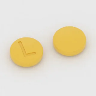 Aspirin 81 mg tablet: yellow, round, 6 mm, imprinted L.
